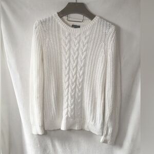 Nautica Sweater white/cream Ivory Cable Knit Crew Neck Nwot